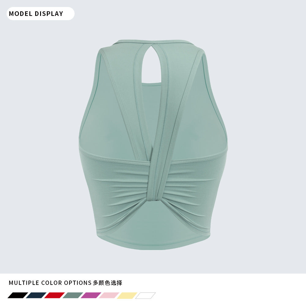 Top de sport court à dos ouvert noué — nageur — coloris