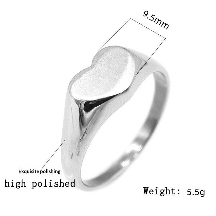 Bague cœur en acier inoxydable plaqué or 18 carats