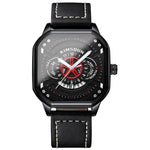 Montre homme carrée à cadran sport et bracelet cuir