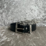 Ceinture mixte à boucle et embout ciselés, ligne western