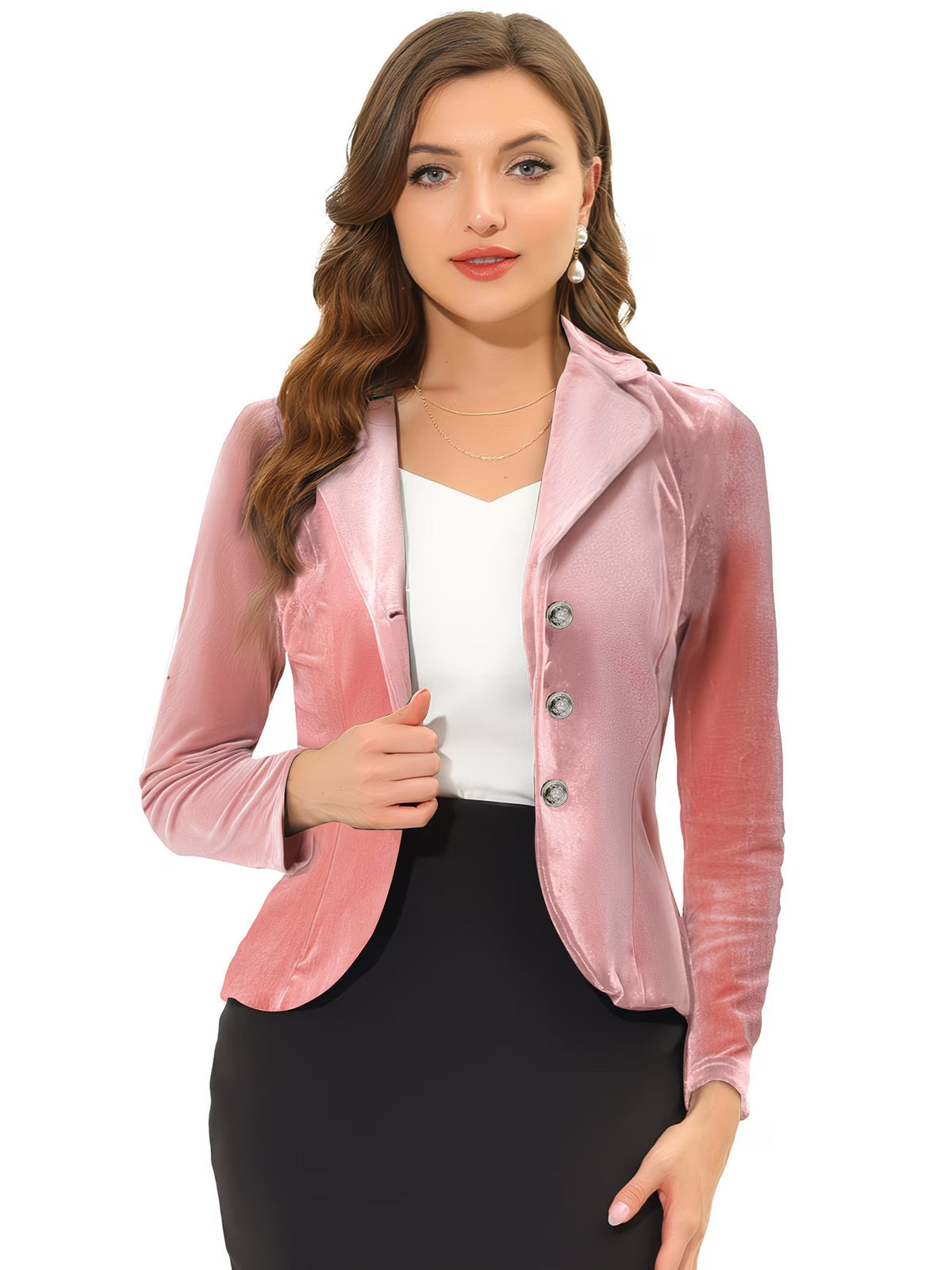 Blazer court en velours, basque arrondie