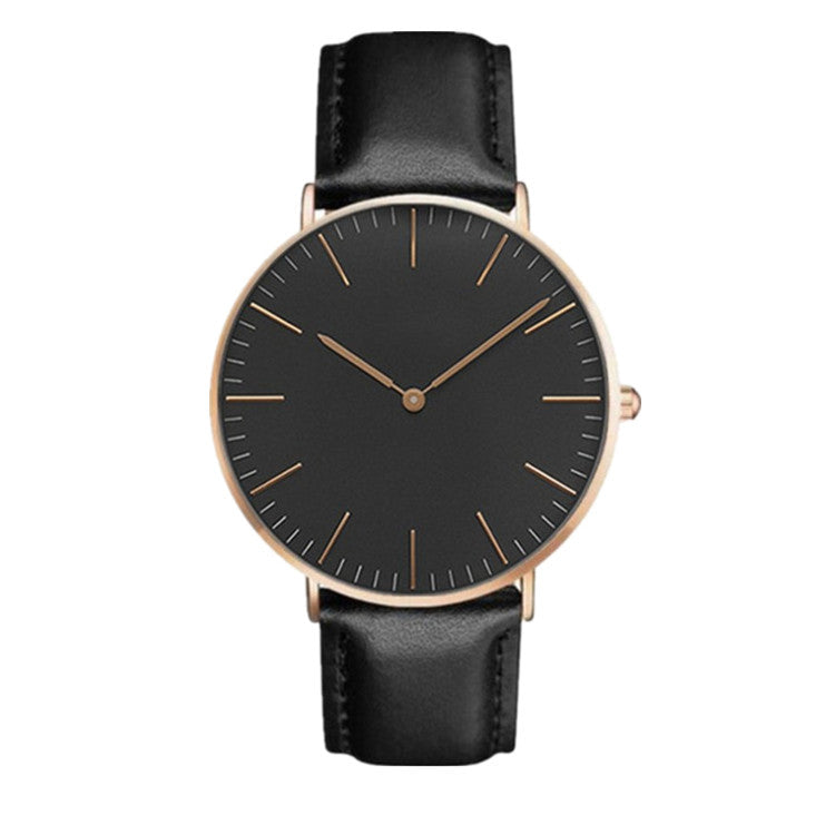Montre mixte minimaliste, cadran 40 mm et bracelet cuir