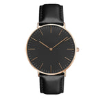Montre mixte minimaliste, cadran 40 mm et bracelet cuir