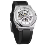 Montre automatique homme à boîtier octogonal et bracelet caoutchouc