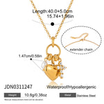 Collier cœur zircon en acier inoxydable — placage or PVD, 4  — coloris