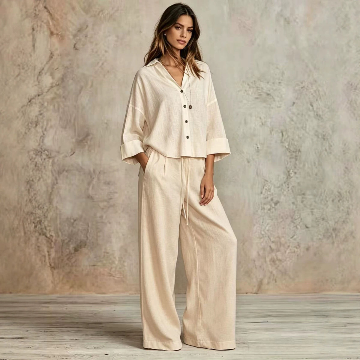 Ensemble 2 pièces — chemise ample et pantalon large