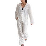 Ensemble d'intérieur en plumetis, veste ouverte et pantalon