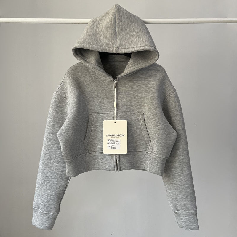 Sweat à capuche uni en maille double épaisseur