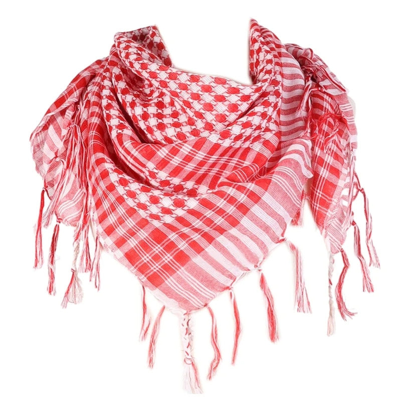 Foulard à carreaux avec franges 100 × 100 cm — séchage rapide, 2 coloris