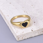 Bague anneau fin en acier titane doré — ligne rétro