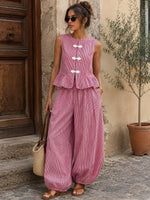 Ensemble 2 pièces — débardeur rayé et pantalon évasé