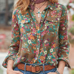 Chemise fleurie à poches poitrine, jusqu’au 6XL