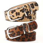 Ceinture femme à boucle argentée, coloris unis ou léopard