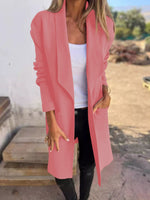 Manteau ouvert à col drapé, longueur mi-cuisse