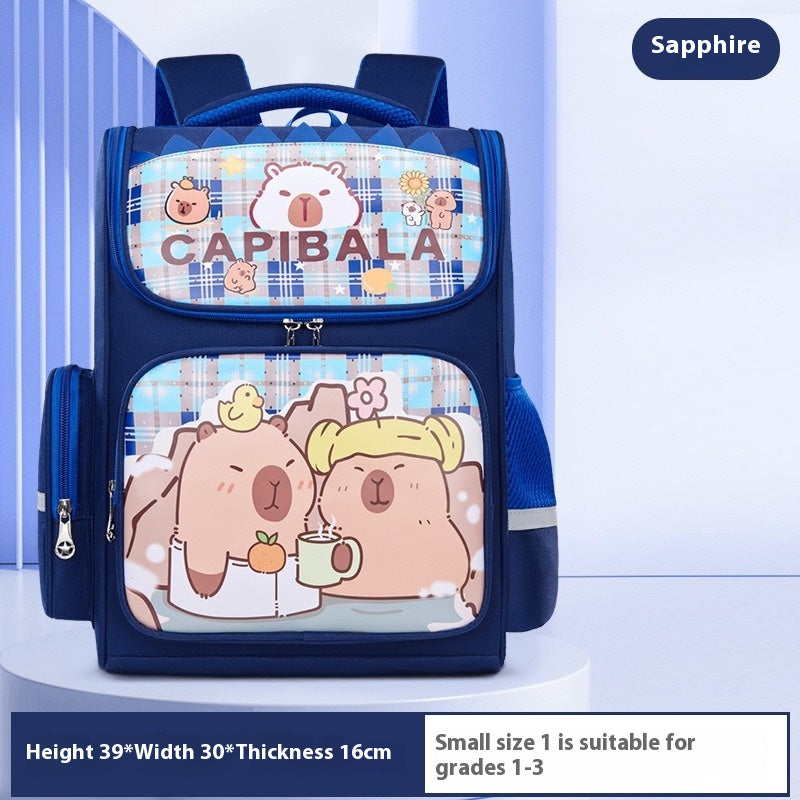Cartable primaire à motif capybara — petit ou grand format — coloris