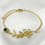 Bracelet fleur de naissance — les 12 mois, acier inoxydable — coloris