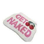 Tapis de bain à bord découpé — lettres et cerises