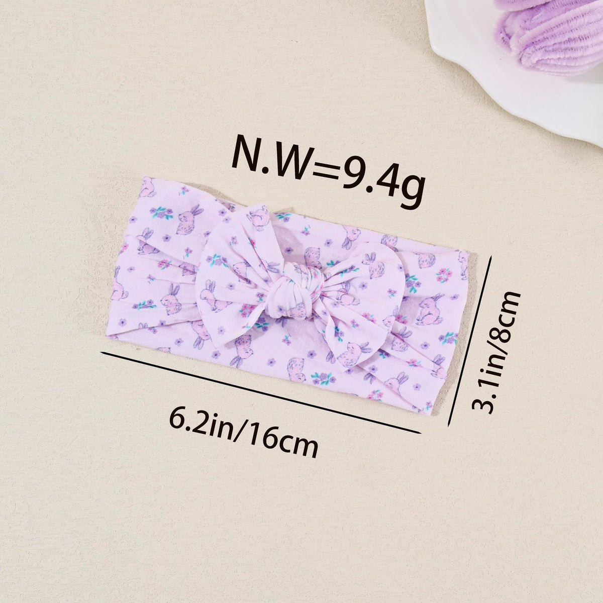 Bandeau bébé à nœud en nylon souple — 16 × 8 cm