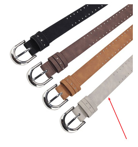 Ceinture femme cloutée à boucle argentée