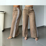 Pantalon large à bandes latérales — taille haute, jambe droite