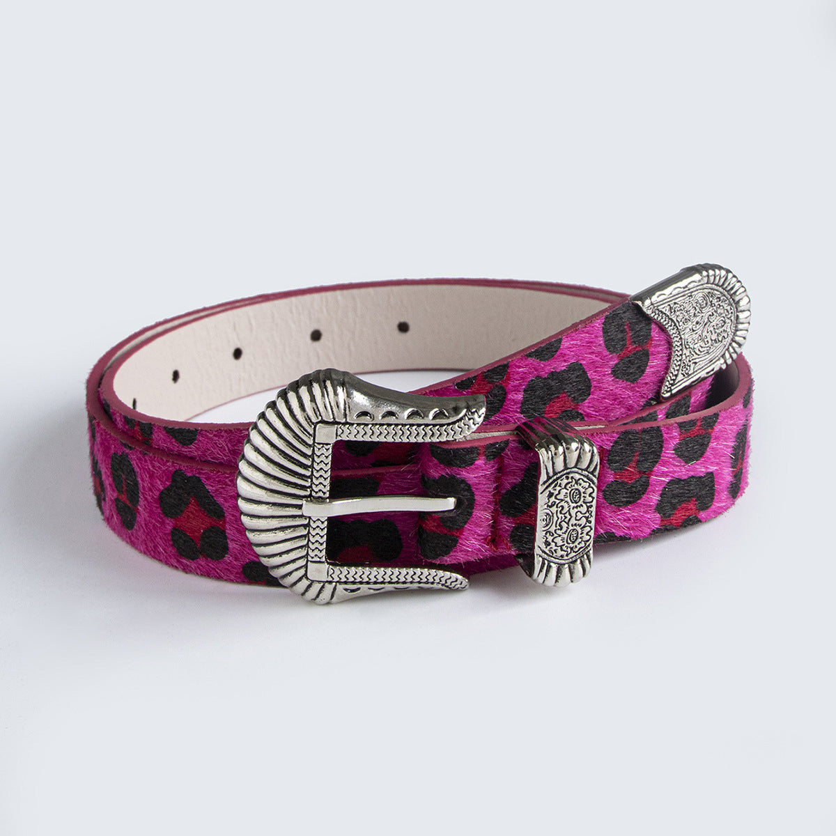 Ceinture femme en poil ras, boucle western dorée — coloris