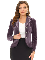 Blazer court en velours, basque arrondie — coloris