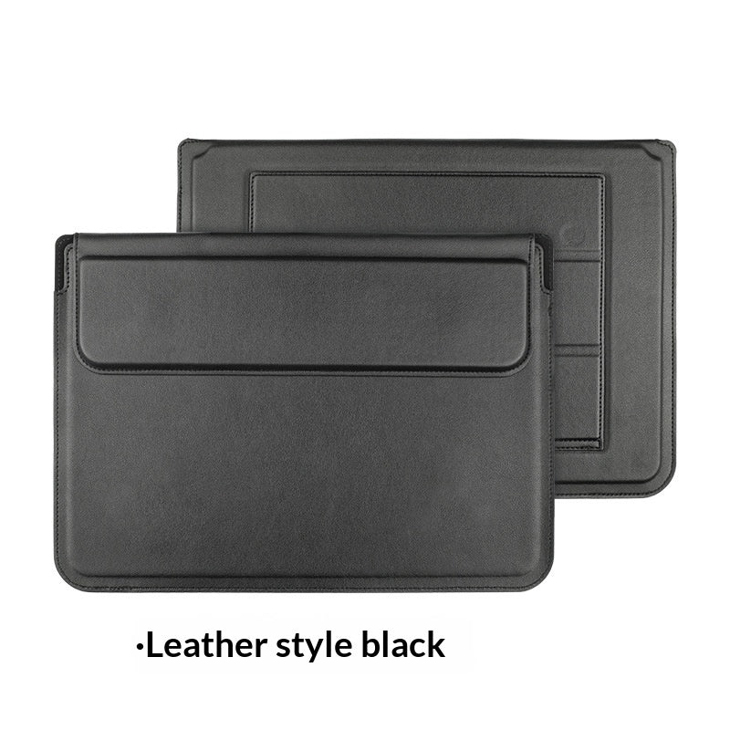 Housse d’ordinateur aspect cuir — se déplie en support — coloris