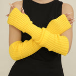 Longues manchettes en maille côtelée femme — mitaines 50 cm — coloris