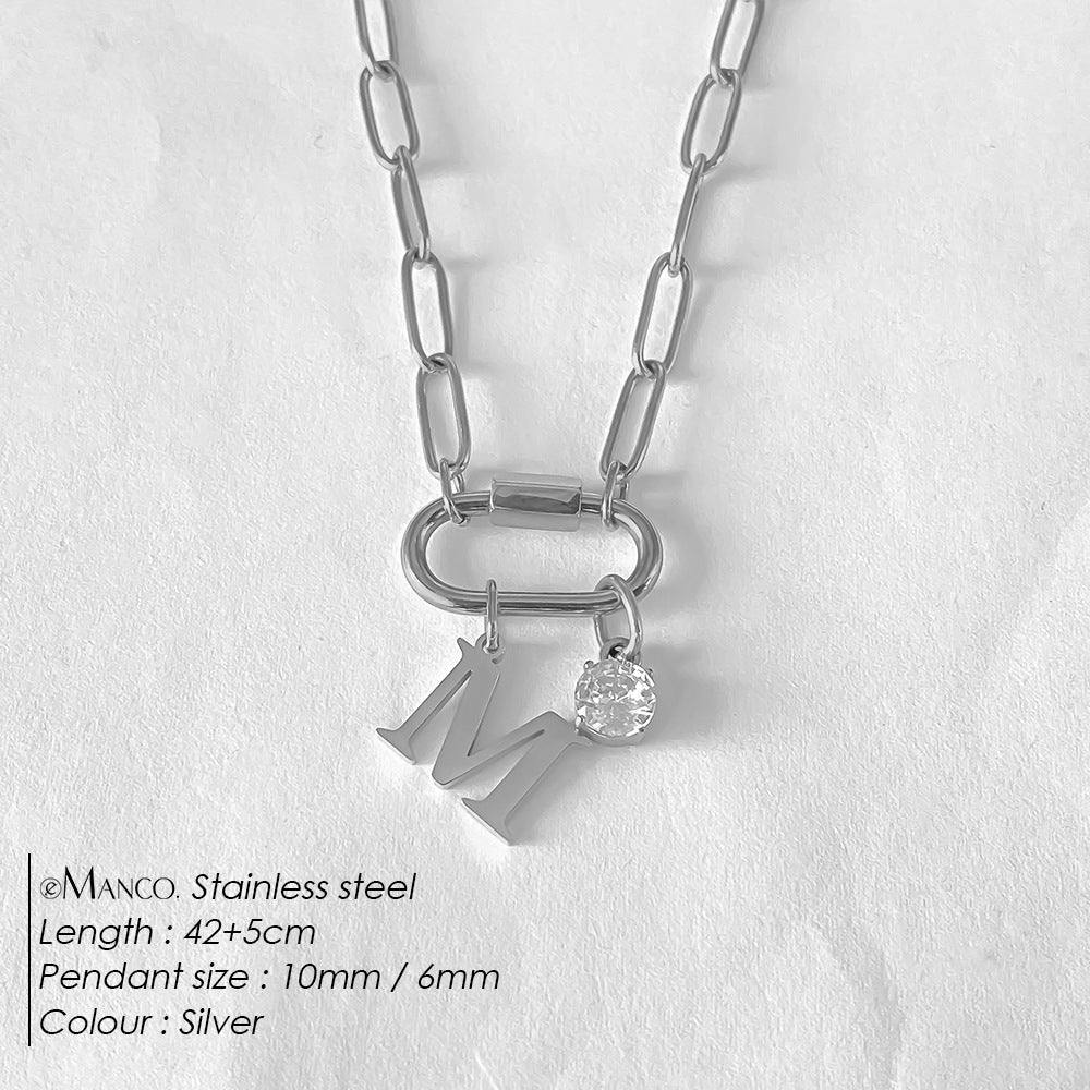 Collier lettre à personnaliser — initiale A à Z, acier inoxy — coloris