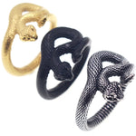 Bague homme serpent en acier inoxydable — enroulement sur le doigt