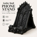 Support de téléphone gothique à arche et crânes