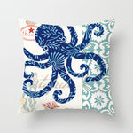 Housse de coussin à motifs marins, esprit méditerranéen — coloris