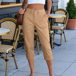 Pantalon femme taille haute à poches plaquées