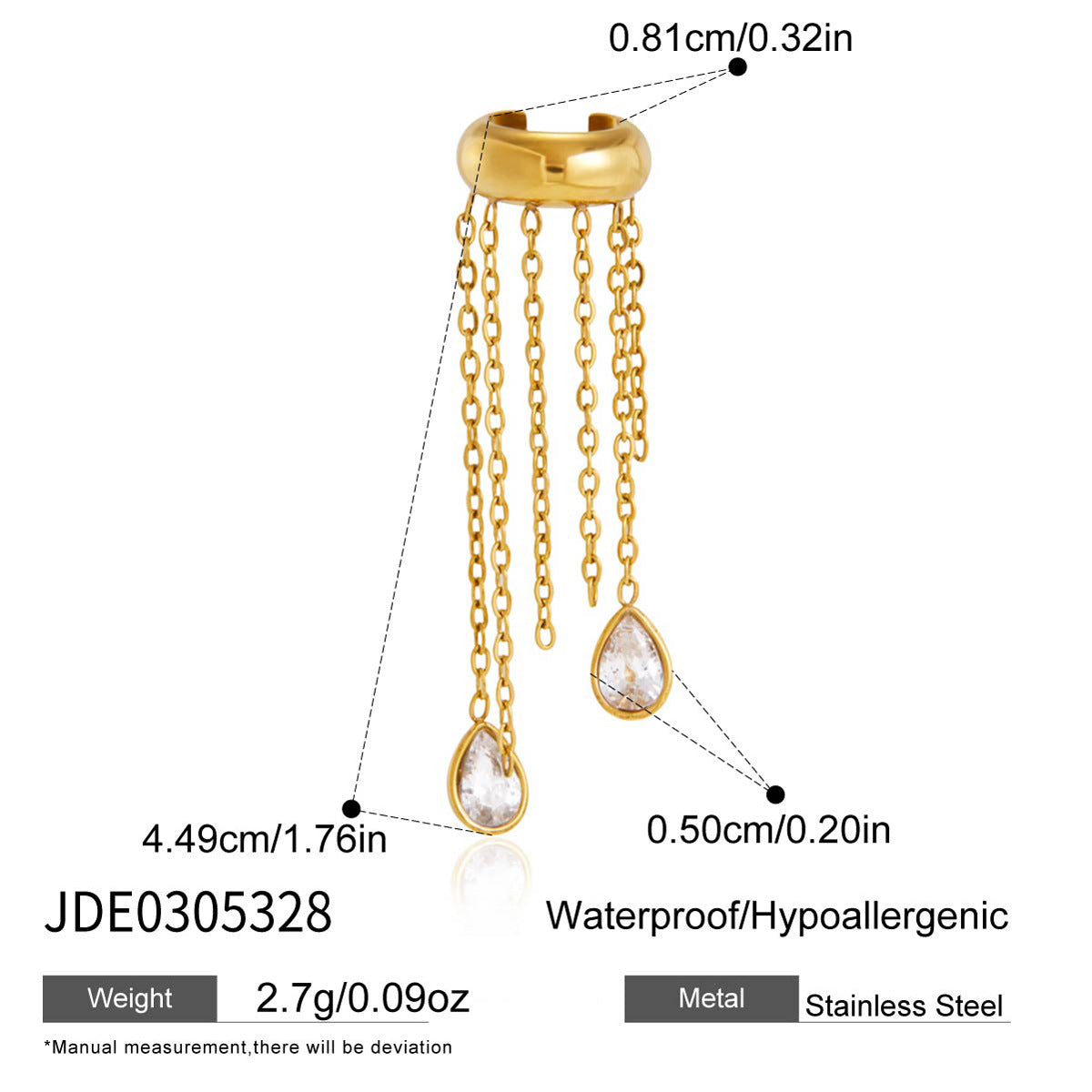 Bijoux d’oreille à clip sans perçage — acier inoxydable
