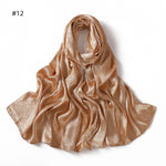 Foulard long en satin jacquard — motif tissé, 12 coloris — coloris