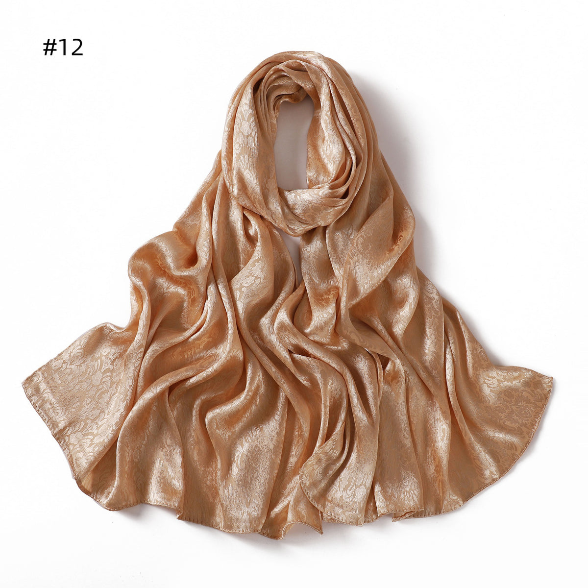 Foulard long en satin jacquard — motif tissé, 12 coloris — coloris