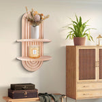 Étagère murale arquée en bois, style bohème