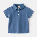 Polo garçon en coton — manches courtes, col boutonné — coloris
