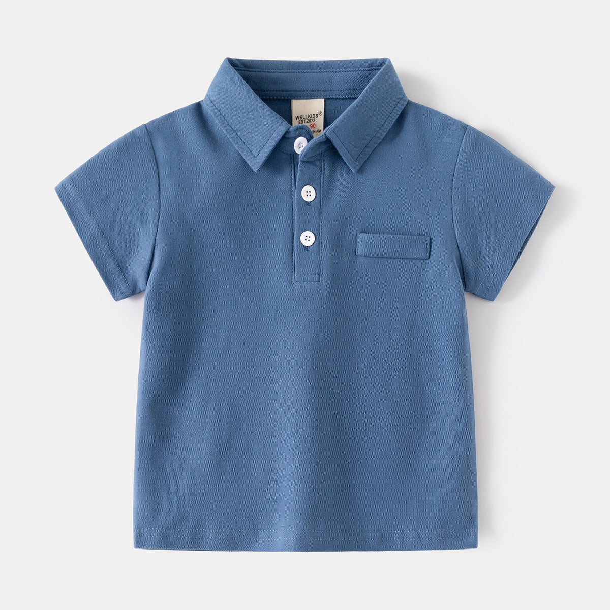 Polo garçon en coton — manches courtes, col boutonné — coloris