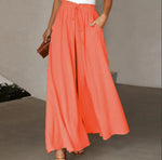 Jupe-culotte longue à taille élastique et cordon — coloris