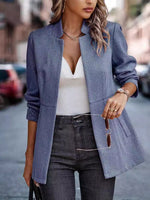 Blazer souple à texture jacquard, coupe droite