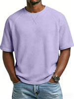 T-shirt homme en maille gaufrée — manches raglan, col rond — coloris
