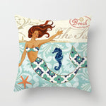 Housse de coussin à motifs marins, esprit méditerranéen — coloris