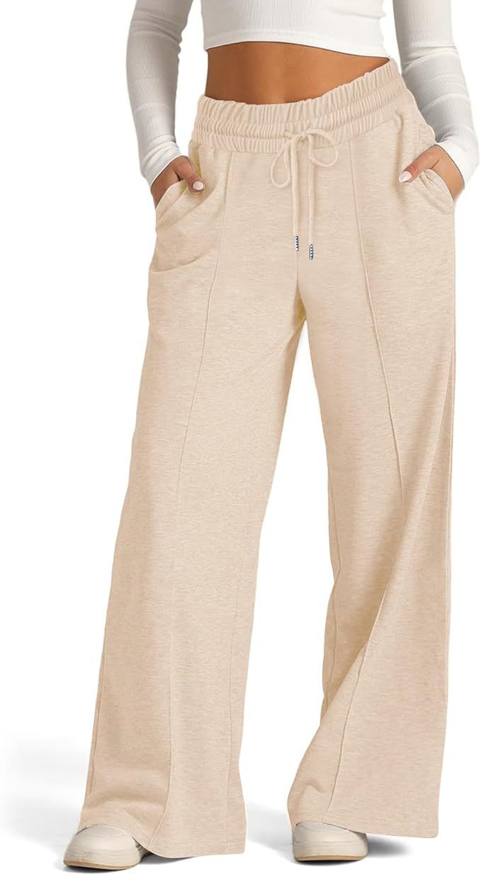 Pantalon large en molleton, pli marqué devant