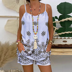 Ensemble caraco et short à motifs façon broderie — fluide