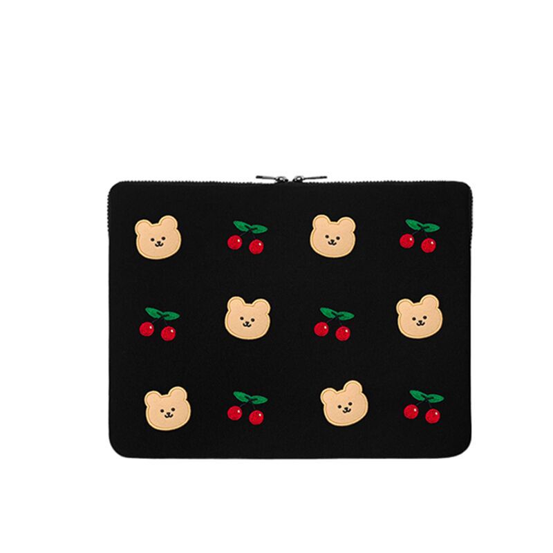 Housse d’ordinateur brodée motif ourson