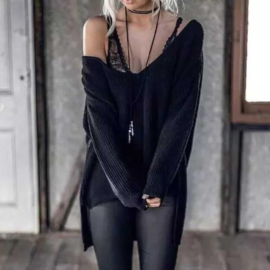 Pull ample en maille côtelée, coupe décontractée