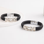 Bracelet homme en cuir tressé clouté — style rock, 17 versions
