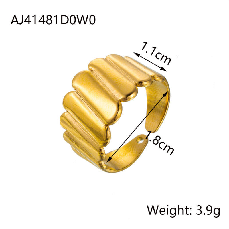 Bague matelassée en acier titane — motif losange