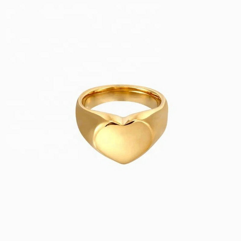 Bague cœur en acier inoxydable plaqué or 18 carats